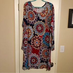 HiMone long sleeve dress medallion print multicolor